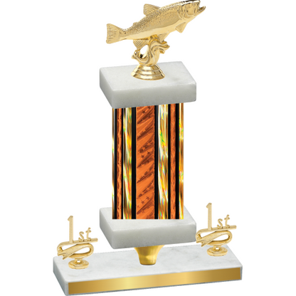 Premium Single Orange Glacier First Place Fishing Trophy