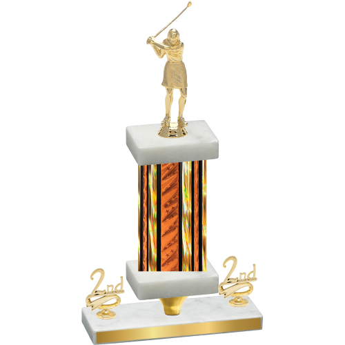 Premium Single Orange Glacier Second Place Golf Trophy