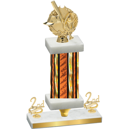 Premium Single Orange Glacier Second Place Baseball Trophy