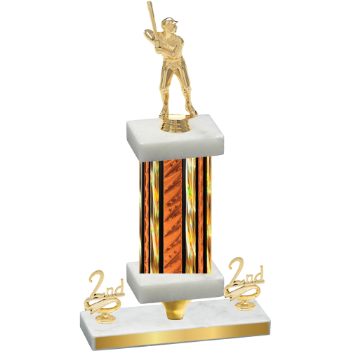 Premium Single Orange Glacier Second Place Baseball Trophy