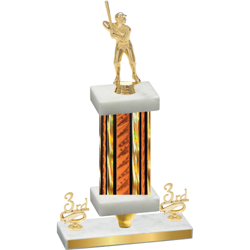 Premium Single Orange Glacier Third Place Baseball Trophy