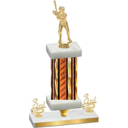 Premium Single Orange Glacier Third Place Baseball Trophy