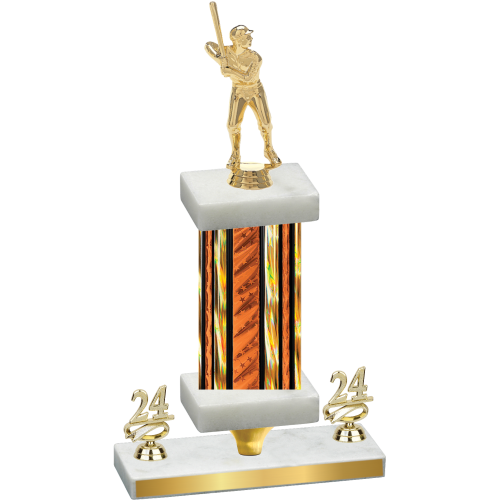 Premium Single Orange Glacier Year Baseball Trophy