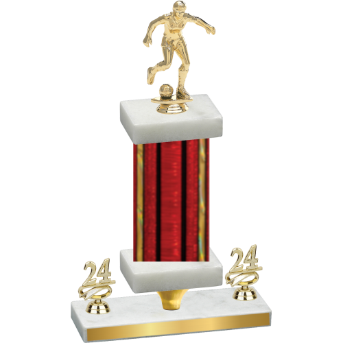 Premium Single Red Glacier Year Soccer Trophy