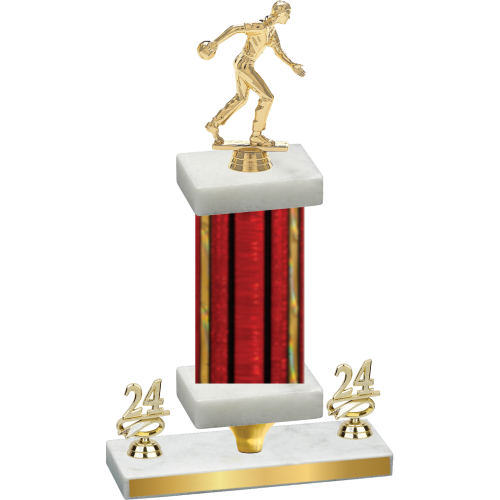 Premium Single Red Glacier Year Bowling Trophy