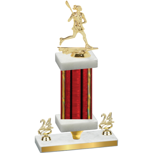 Premium Single Red Glacier Year Lacrosse Trophy