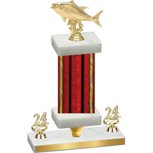 Premium Single Red Glacier Year Fishing Trophy