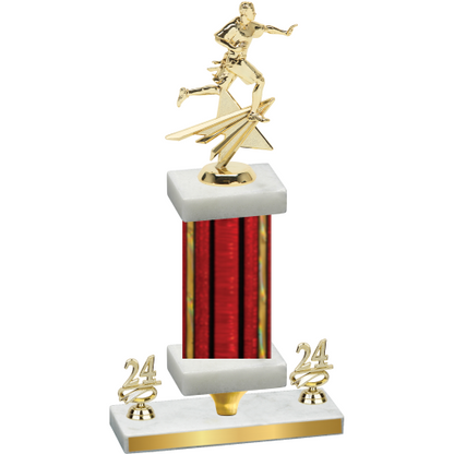 Premium Single Red Glacier Year Flag Football Trophy