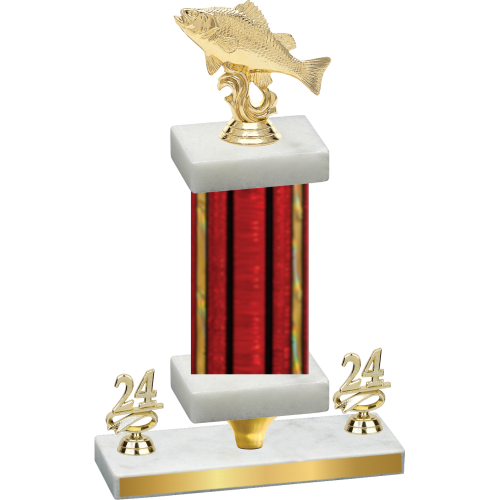 Premium Single Red Glacier Year Fishing Trophy