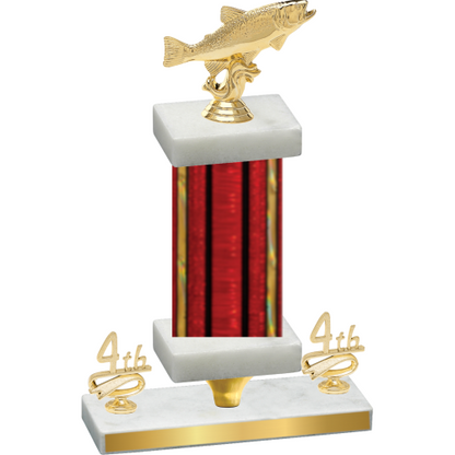 Premium Single Red Glacier Fourth Place Fishing Trophy