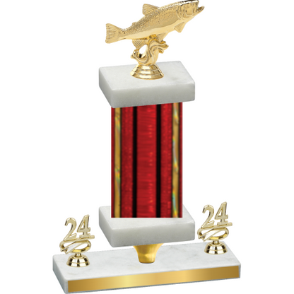 Premium Single Red Glacier Year Fishing Trophy