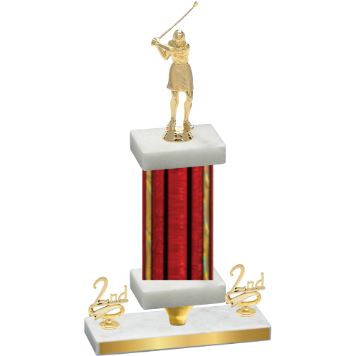 Premium Single Red Glacier Second Place Golf Trophy