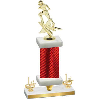 Premium Single Red Carbon Fiber First Place Football Trophy