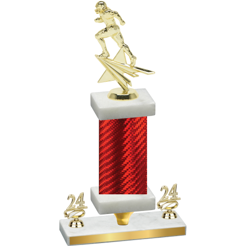 Premium Single Red Carbon Fiber Year Football Trophy