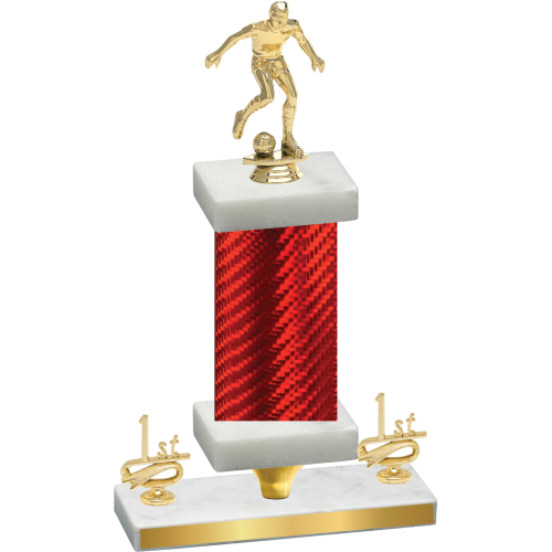 Premium Single Red Carbon Fiber First Place Soccer Trophy