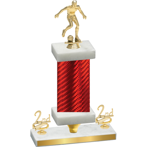 Premium Single Red Carbon Fiber Second Place Soccer Trophy