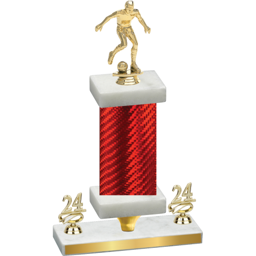 Premium Single Red Carbon Fiber Year Soccer Trophy