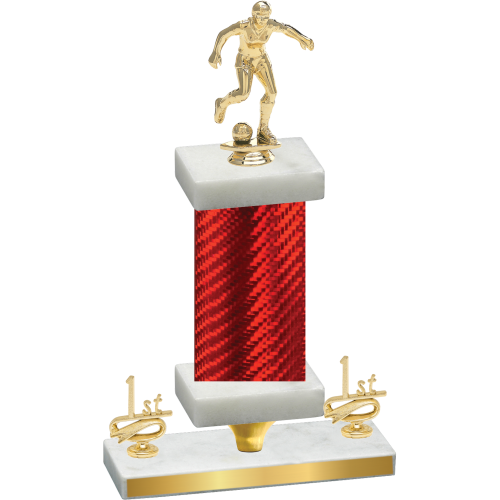 Premium Single Red Carbon Fiber First Place Soccer Trophy