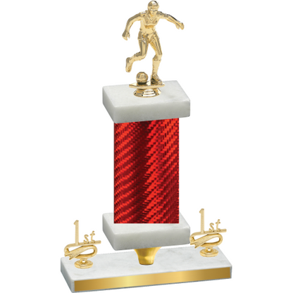 Premium Single Red Carbon Fiber First Place Soccer Trophy