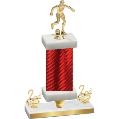 Premium Single Red Carbon Fiber Second Place Soccer Trophy