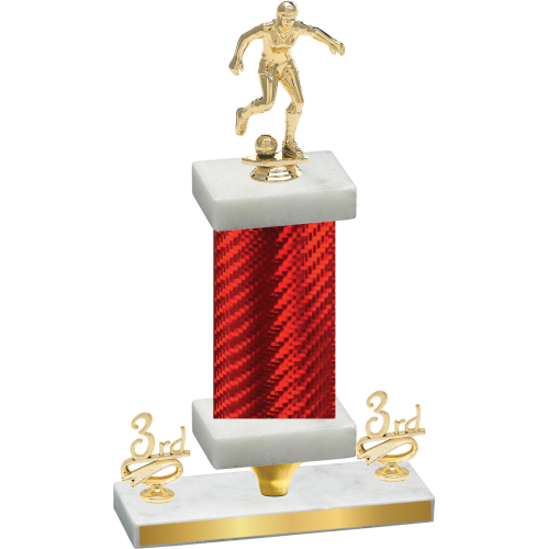 Premium Single Red Carbon Fiber Third Place Soccer Trophy