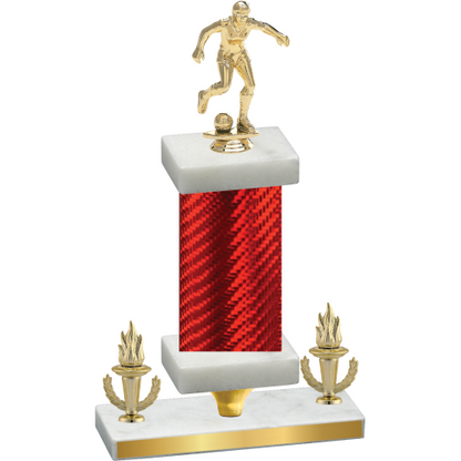 Premium Single Red Carbon Fiber Victory Soccer Trophy