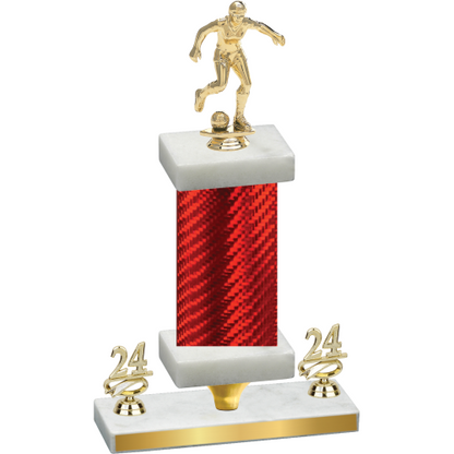 Premium Single Red Carbon Fiber Year Soccer Trophy