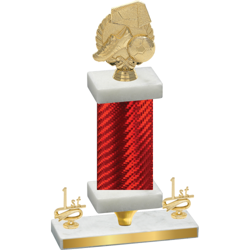 Premium Single Red Carbon Fiber First Place Soccer Trophy