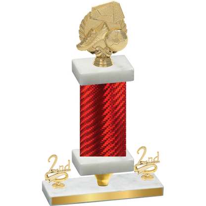 Premium Single Red Carbon Fiber Second Place Soccer Trophy