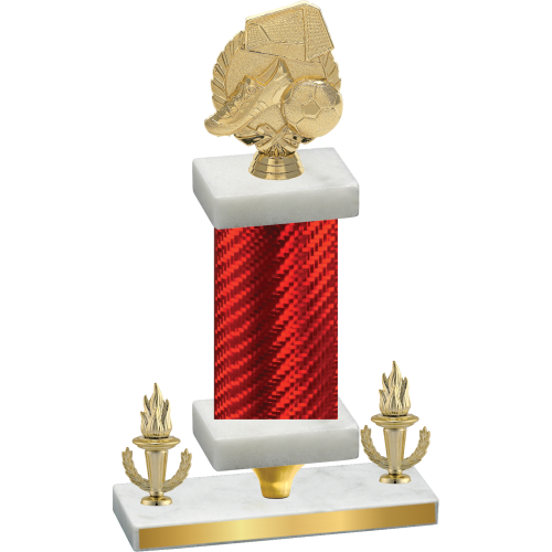 Premium Single Red Carbon Fiber Victory Soccer Trophy