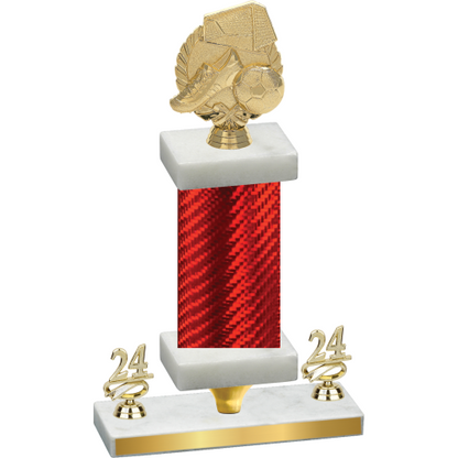 Premium Single Red Carbon Fiber Year Soccer Trophy