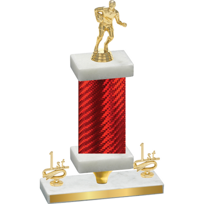 Premium Single Red Carbon Fiber First Place Rugby Trophy