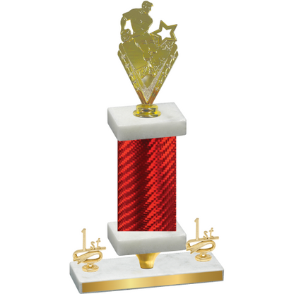 Premium Single Red Carbon Fiber First Place Rugby Trophy