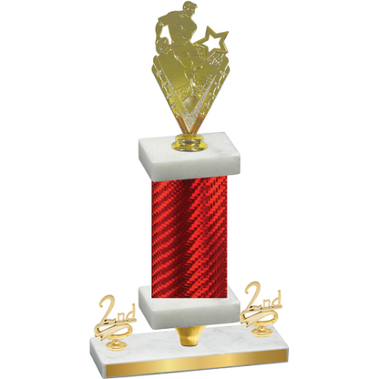 Premium Single Red Carbon Fiber Second Place Rugby Trophy