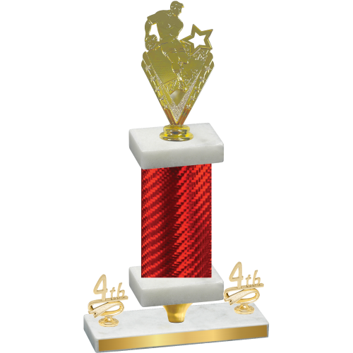 Premium Single Red Carbon Fiber Fourth Place Rugby Trophy