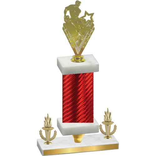 Premium Single Red Carbon Fiber Victory Rugby Trophy