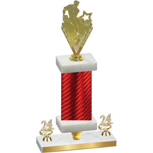 Premium Single Red Carbon Fiber Year Rugby Trophy