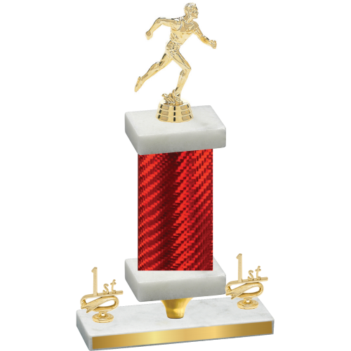 Premium Single Red Carbon Fiber First Place Running Trophy