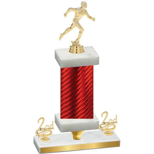 Premium Single Red Carbon Fiber Second Place Running Trophy