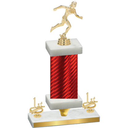 Premium Single Red Carbon Fiber First Place Running Trophy