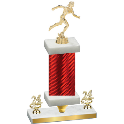 Premium Single Red Carbon Fiber Year Running Trophy