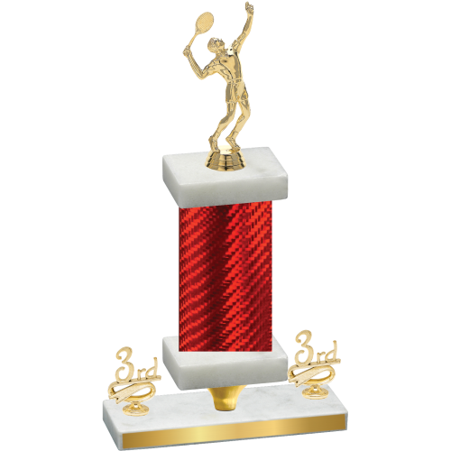 Premium Single Red Carbon Fiber Third Place Tennis Trophy