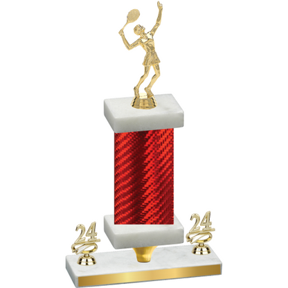 Premium Single Red Carbon Fiber Year Tennis Trophy