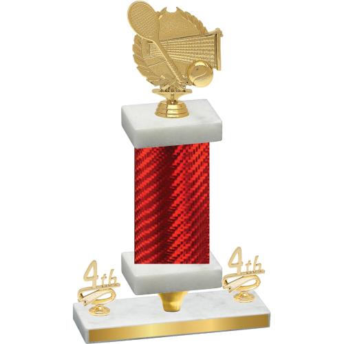 Premium Single Red Carbon Fiber Fourth Place Tennis Trophy