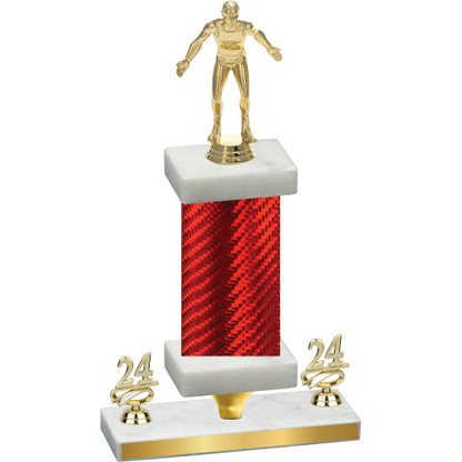 Premium Single Red Carbon Fiber Year Wrestling Trophy