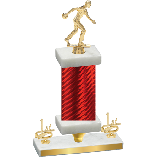 Premium Single Red Carbon Fiber First Place Bowling Trophy