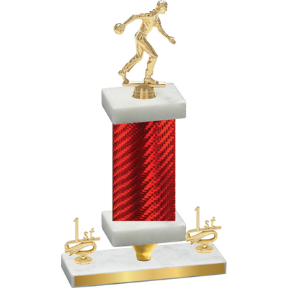 Premium Single Red Carbon Fiber First Place Bowling Trophy