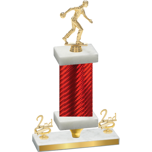 Premium Single Red Carbon Fiber Second Place Bowling Trophy