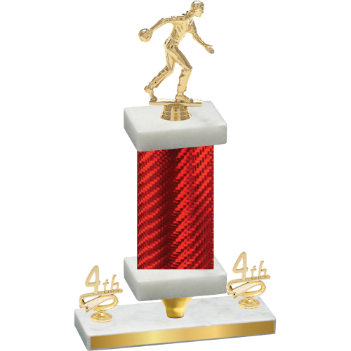 Premium Single Red Carbon Fiber Fourth Place Bowling Trophy