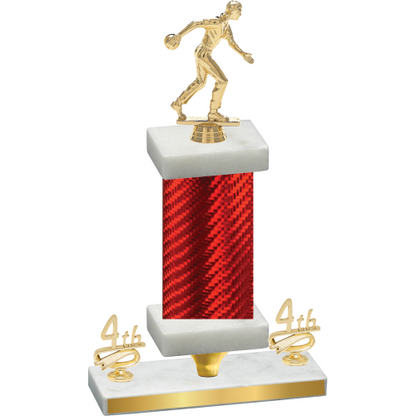 Premium Single Red Carbon Fiber Fourth Place Bowling Trophy